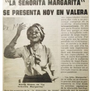 La señorita Margarita se presenta hoy en Valera, El Tiempo, Diario de Los Andes